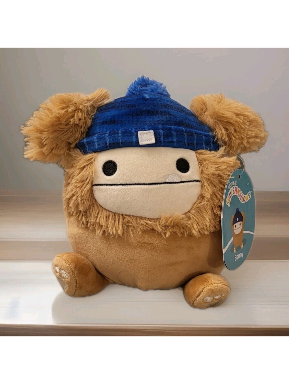 Squishmallow Benny Yeti Bigfoot 7.5" Cute Mushroom Plush 8 Beanie Hat Blue NWT